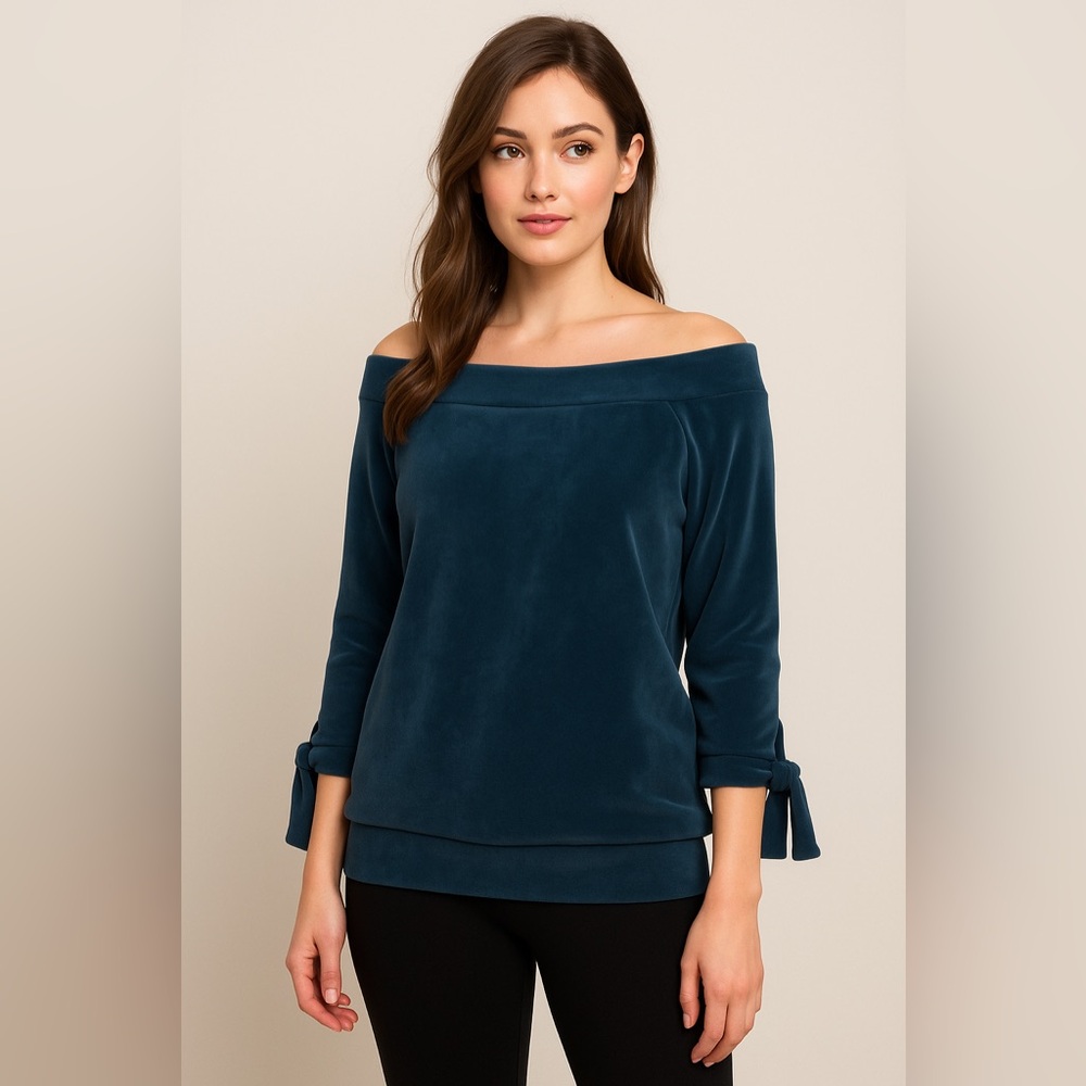 Dynamite off the shoulder navy ultra soft size xs but fits size small blouse - Picture 1 of 6
